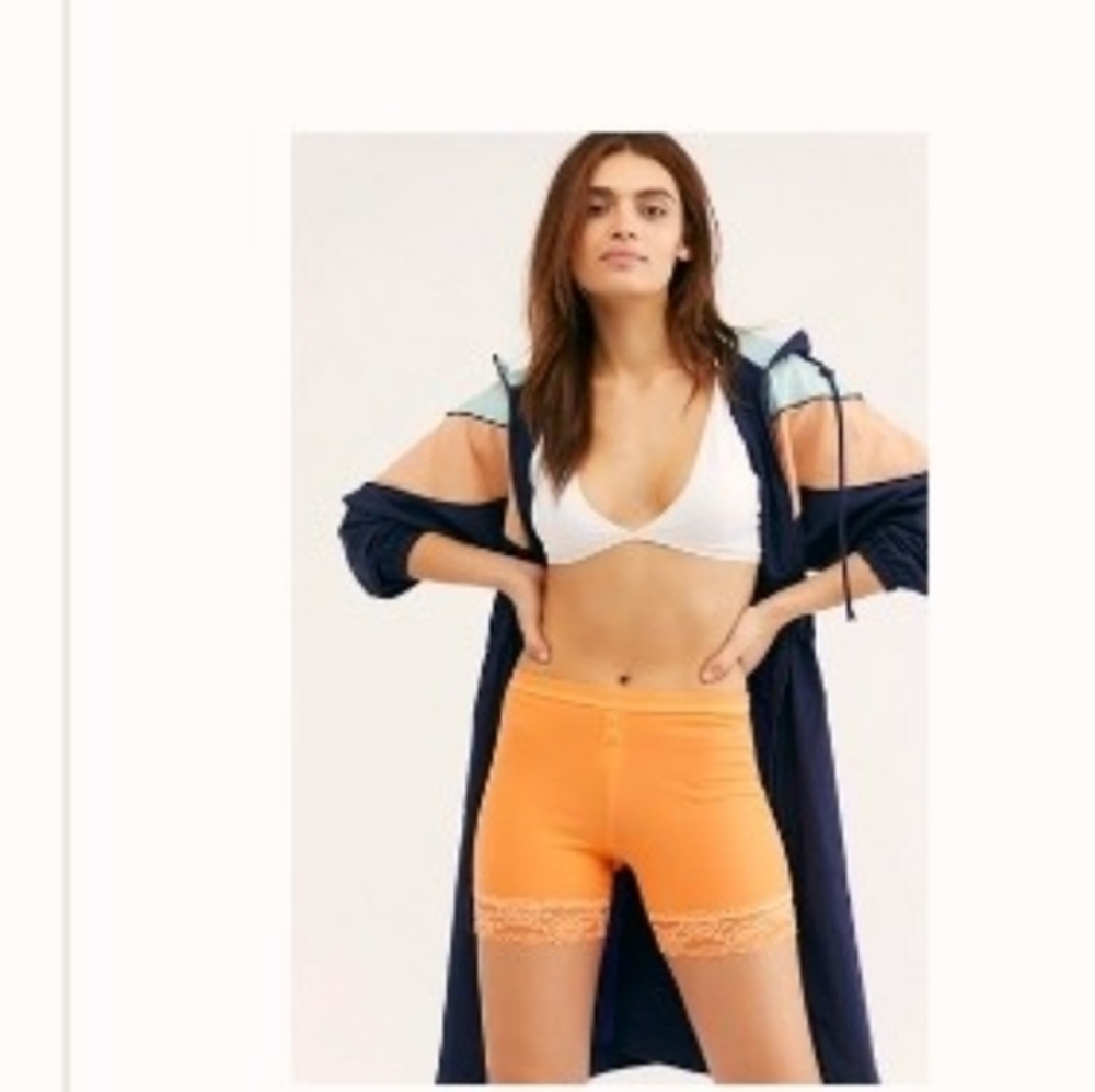 Free People Orange Cotton Shorts with Lace